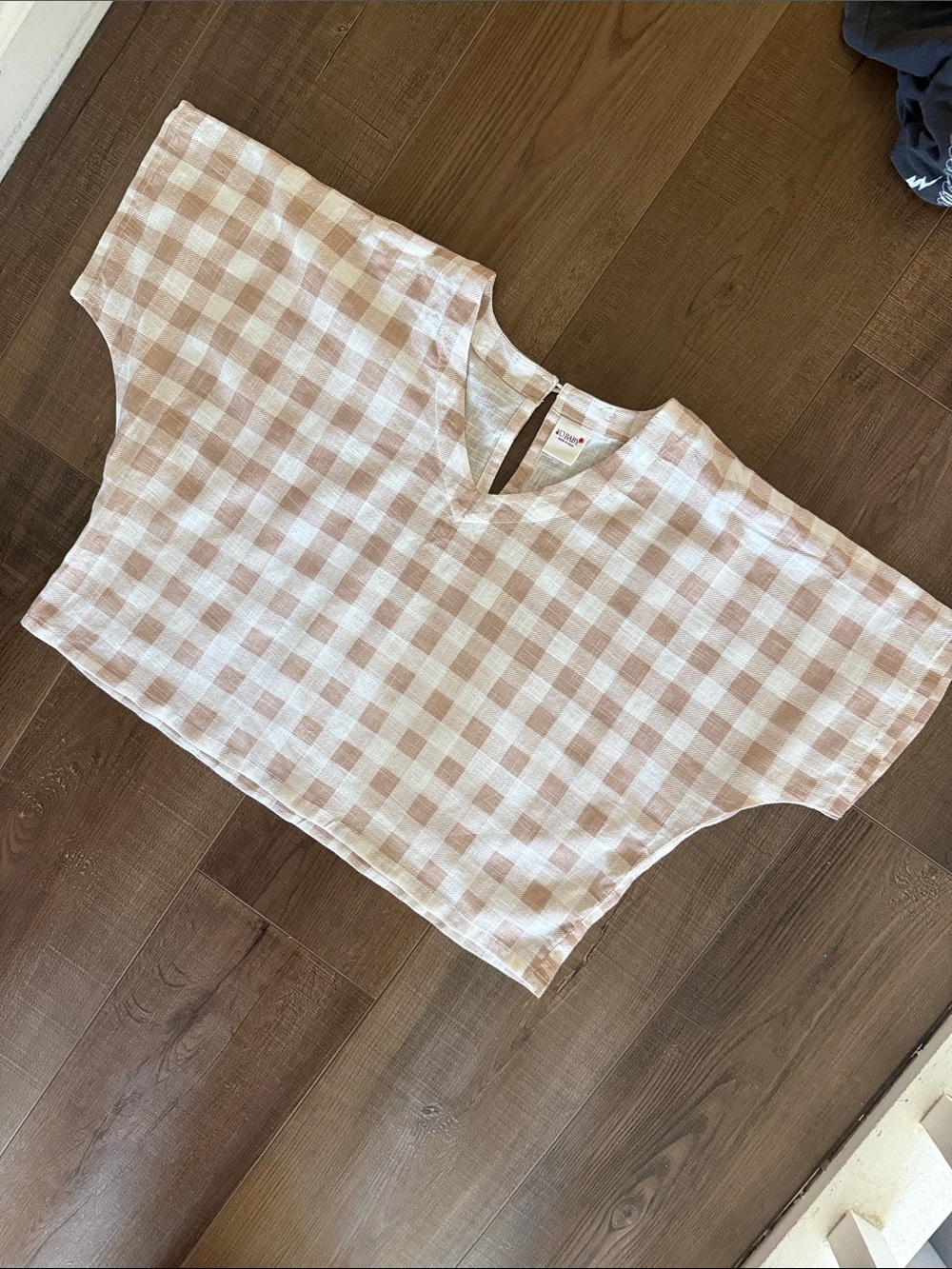 Girls' Pink Gingham V-Neck Boxy Top